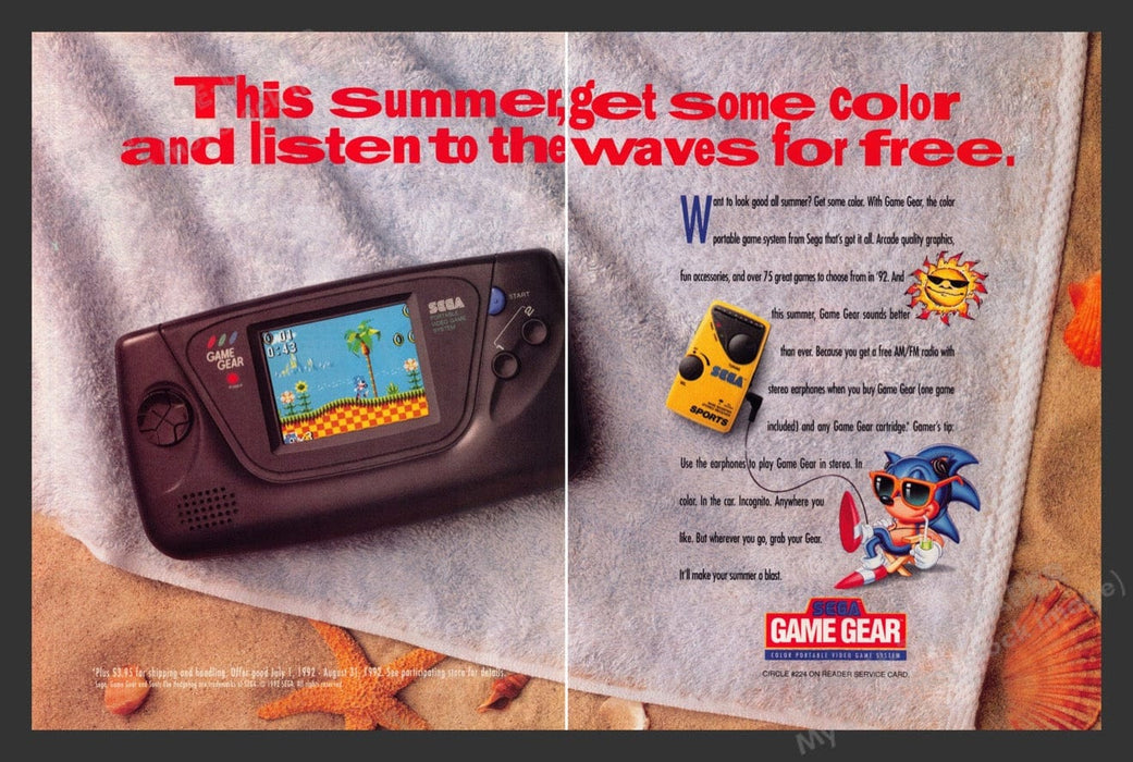 1992 Game Gear Sonic Video Game Print Advertisement (2 Pages)