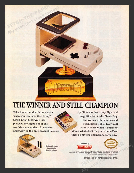 1992 Light Boy Winner & Champion Video Game Print Advertisement