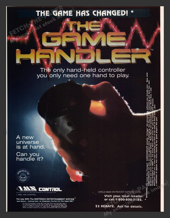 1992 The Game Handler Hand-Held Controller Video Game Print Advertisement