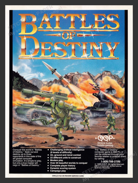 1993 Battles of Destiny Video Game Print Advertisement Fetch the Paper!