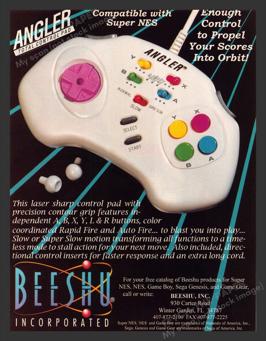 1993 Beeshu Angler Total Control Pad Video Game Print Advertisement