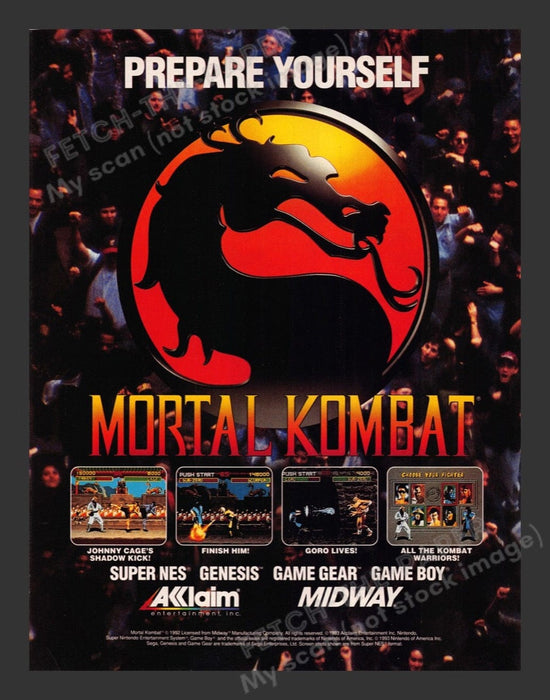 1993 Mortal Kombat "Prepare Yourself" Video Game Print Advertisement