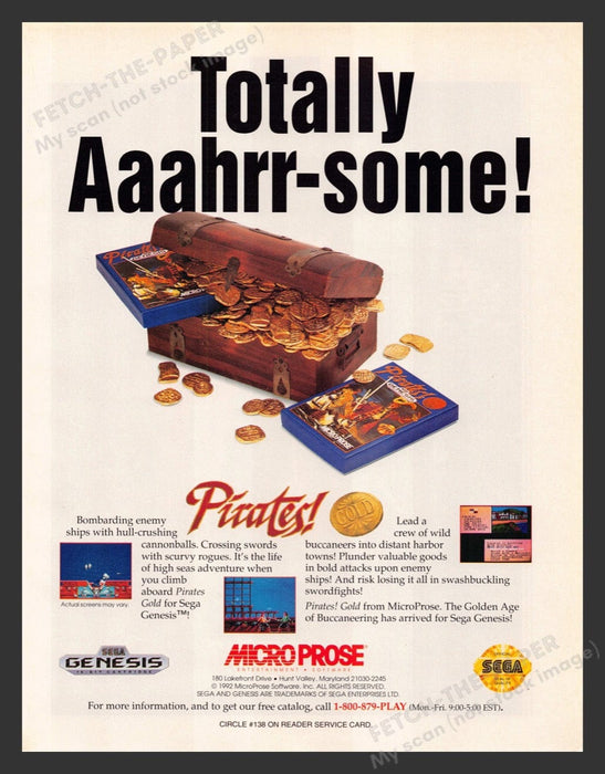 1993 Pirates! Totally Aaahrr-some! Video Game Print Advertisement