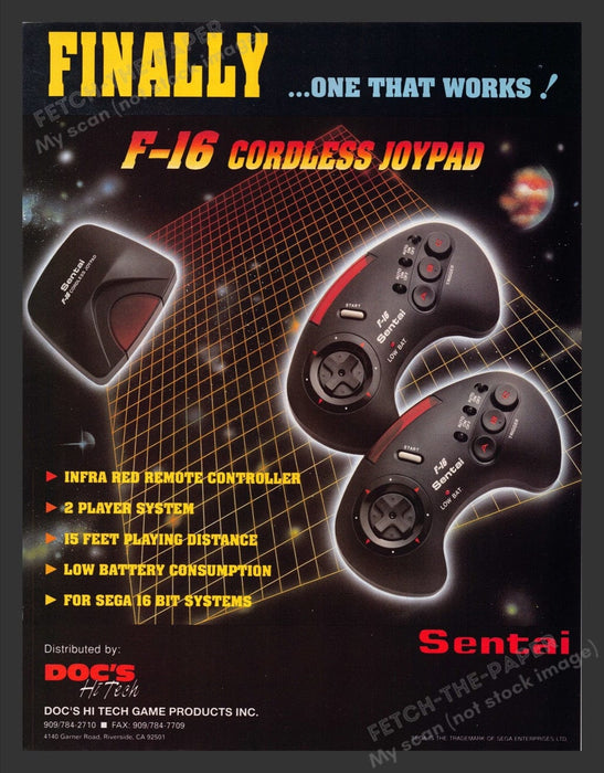 1993 Sentai F-16 Cordless Joypad Video Game Print Advertisement