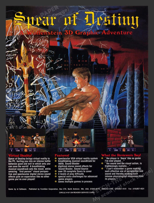 1993 Spear of Destiny Video Game Print Advertisement Fetch the Paper!