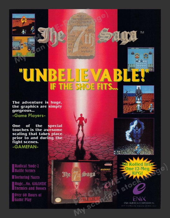 1993 The 7th Saga Video Game Print Advertisement
