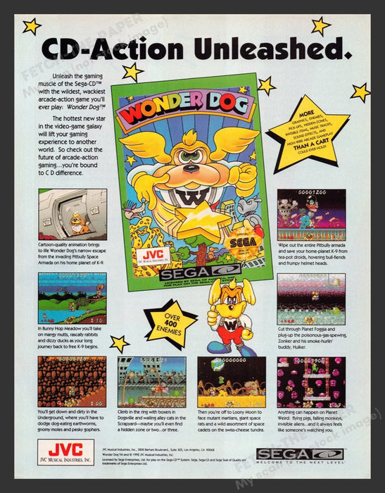 1993 Wonder Dog Video Game Print Advertisement
