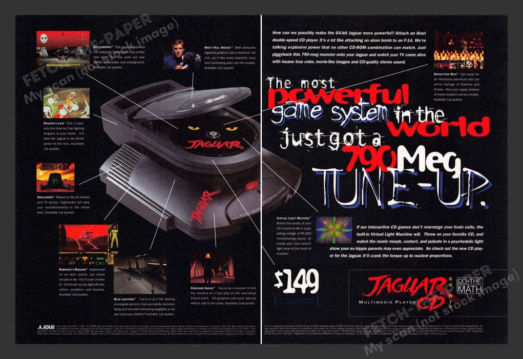 1995 Jaguar CD Gaming System Video Game Print Advertisement (2 Pages)