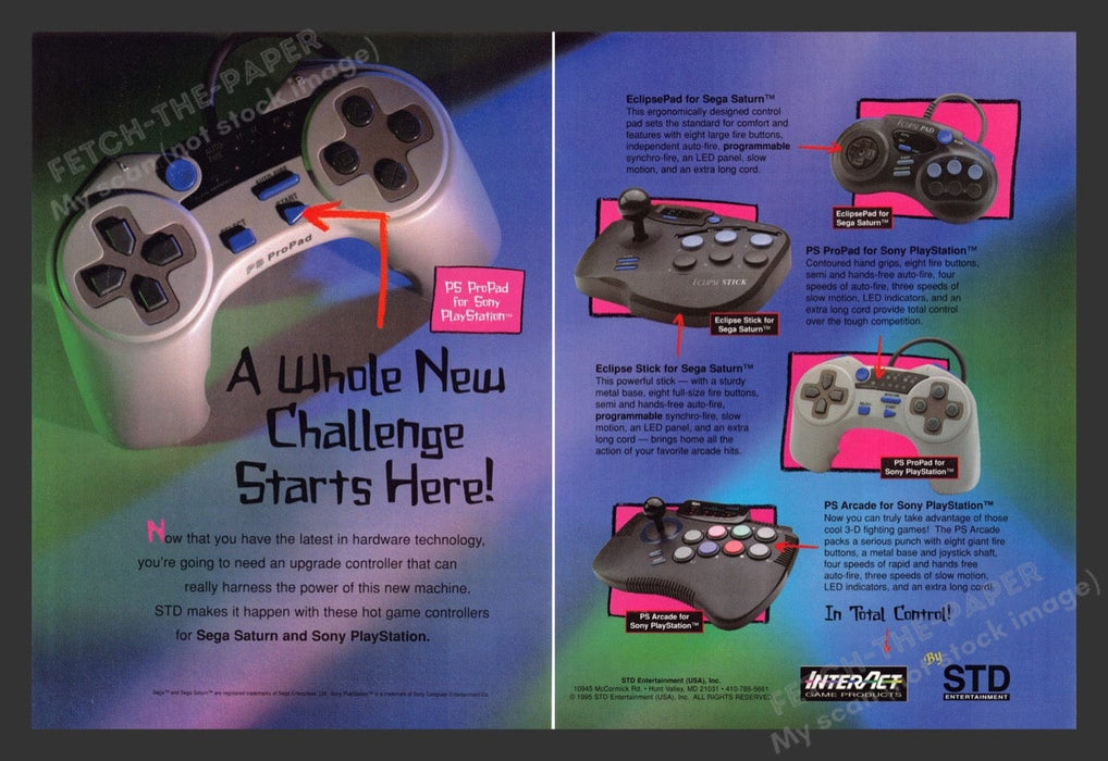 1995 PS ProPads by STD Controllers Video Game Print Advertisement (2 Pgs)