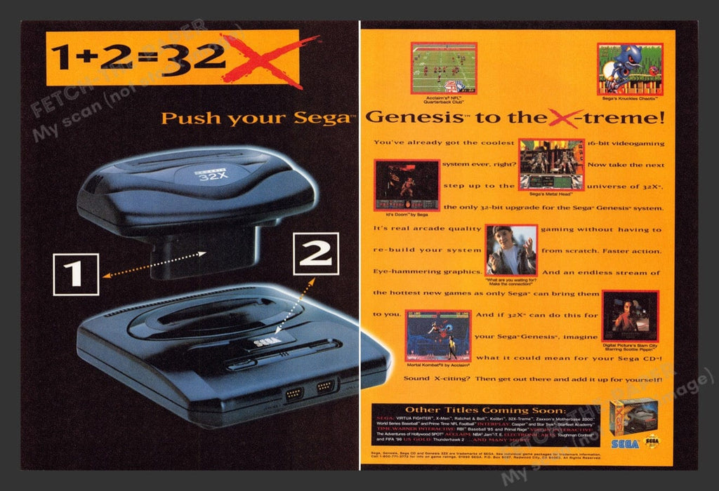 1995 Sega 32X System Video Game Print Advertisement (2 Pages)