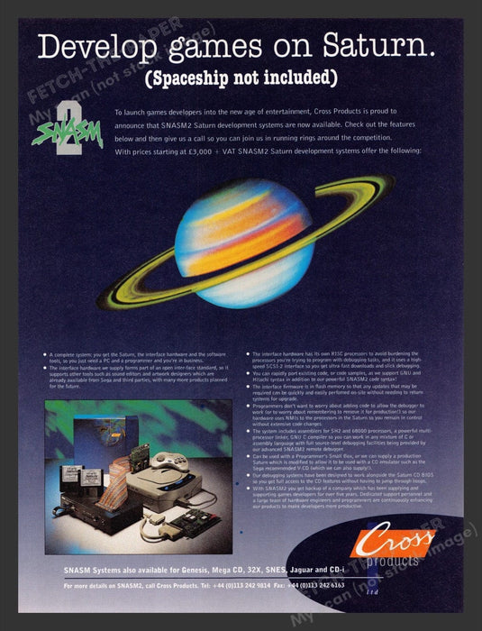 1995 SNASM2 Saturn Development Systems Video Game Print Advertisement