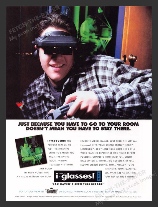 1996 Virtual i Glasses Accessory Video Game Print Advertisement