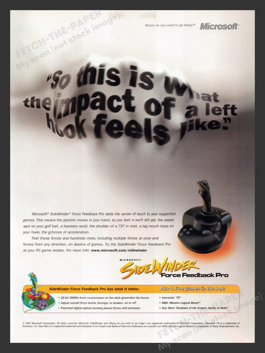 1997 Side Winder Force Feedback Pro Video Game Print Advertisement