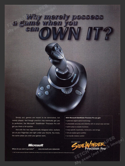 1997 Side Winder Precision Pro Joystick Video Game Print Advertisement