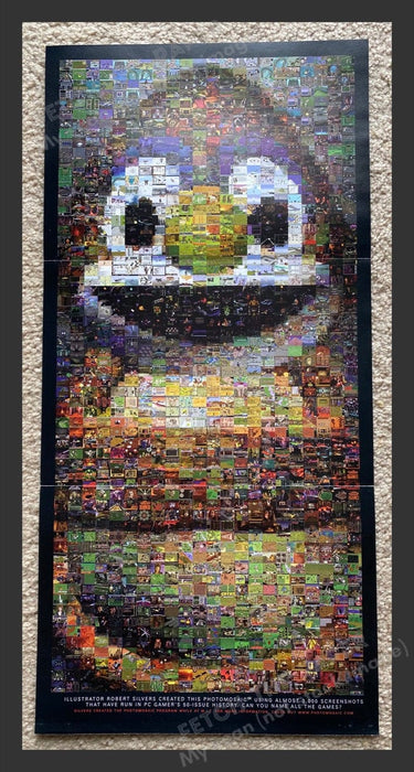 1998 LARGE Photomosaic 10.75" x 22.25" Video Game Print Advertisement Tr-Fold