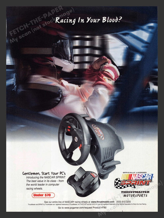 1998 Nascar Sprint Computer Racing Wheel Video Game Print Advertisement