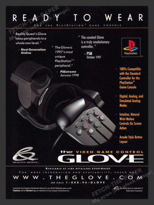 1998 Playstation Control Glove Video Game Print Advertisement