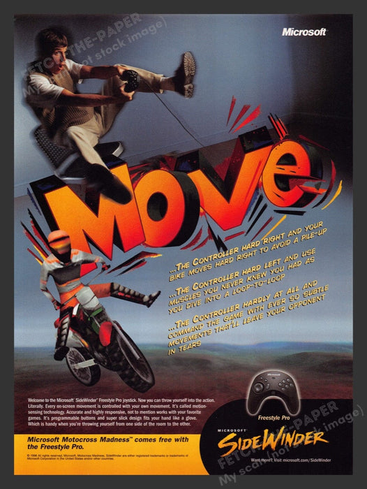 1998 Side Winder Motocross Madness Controller Video Game Print Advertisement