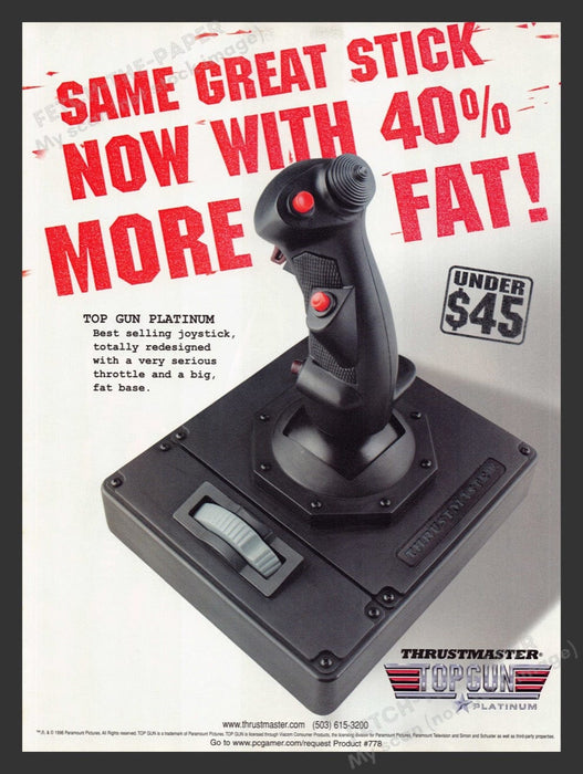 1998 Thrustmaster Top Gun Platinum Controller Video Game Print Advertisement