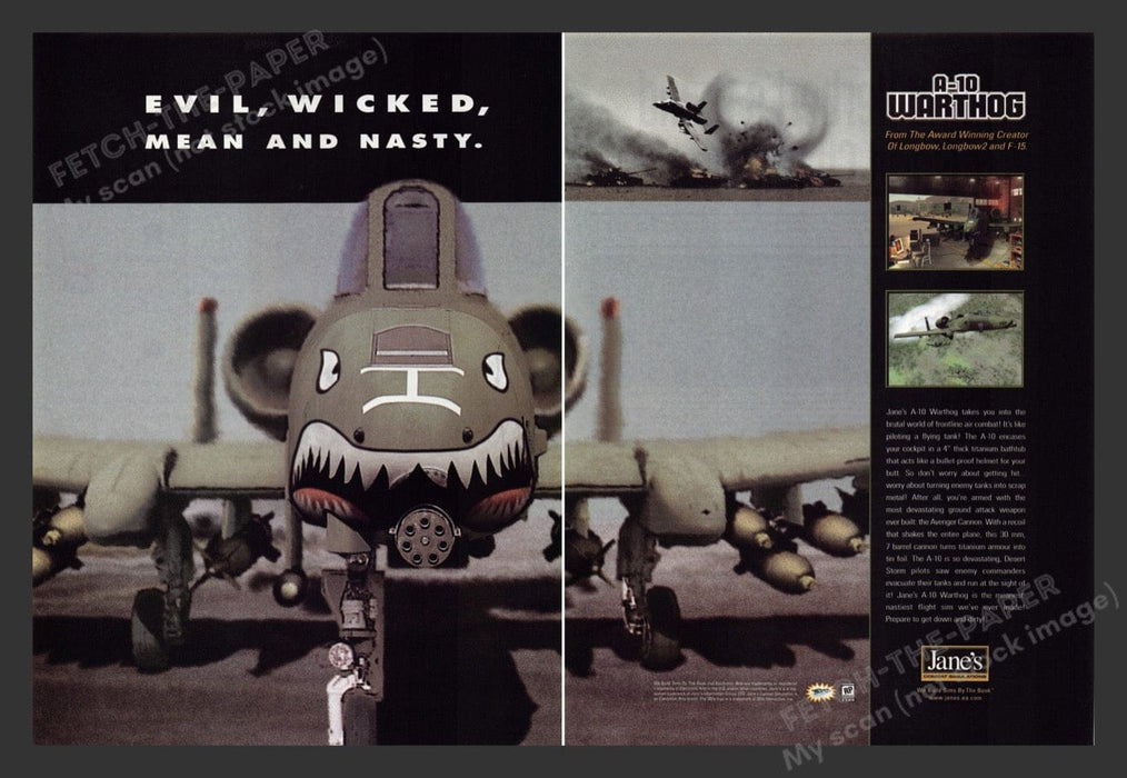 1999 A-10 Warthog Airplane Video Game Print Advertisement (2 pgs) Fetch the Paper!