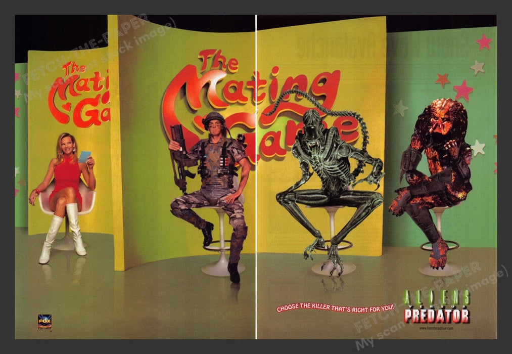 1999 Aliens vs. Predator "Mating Game" Video Game Print Advertisement (2 pgs) Fetch the Paper!