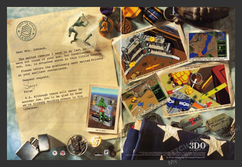 1999 Army Men II Sarge Letter Video Game Print Advertisement (2 pgs) Fetch the Paper!