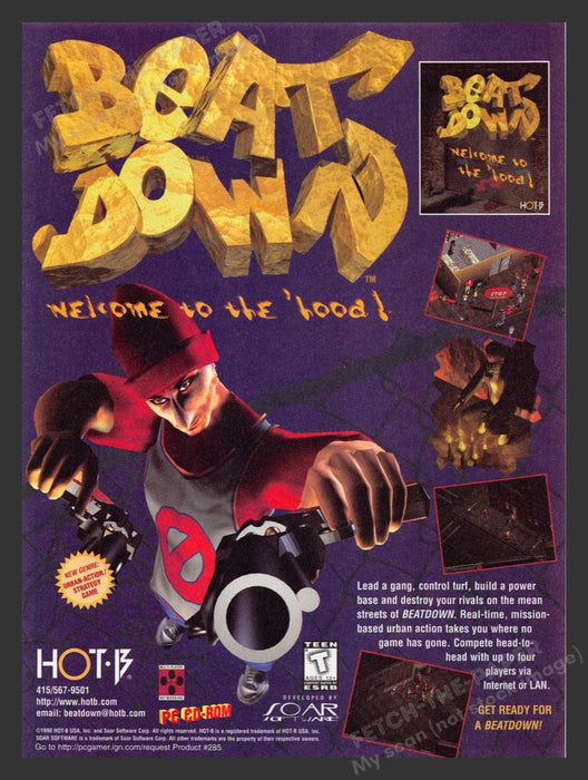 1999 Beat Down "Welcome to the 'hood" Video Game Print Advertisement Fetch the Paper!
