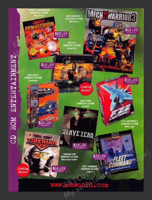 1999 EB World "Current Games & Products" Video Game Print Ad / Article (3 pgs) Fetch the Paper!