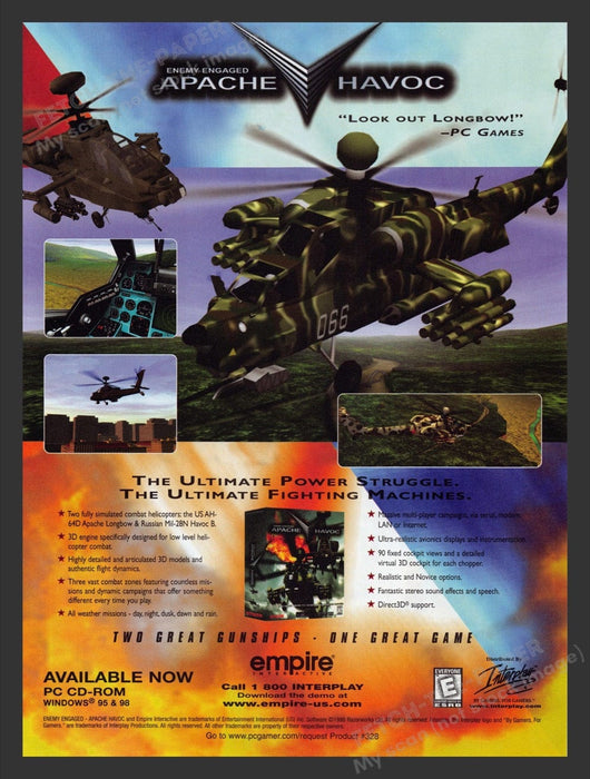 1999 Enemy Engaged: Apache Havoc Video Game Print Advertisement Fetch the Paper!