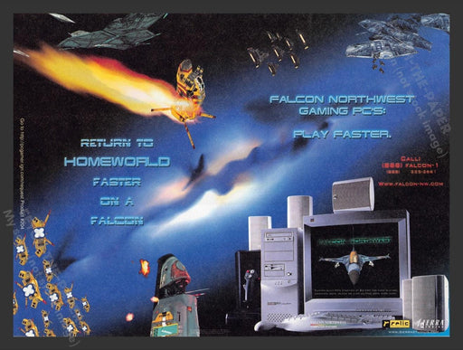 1999 Falcon Gaming PC & Homeworld Video Game Print Advertisement Fetch the Paper!