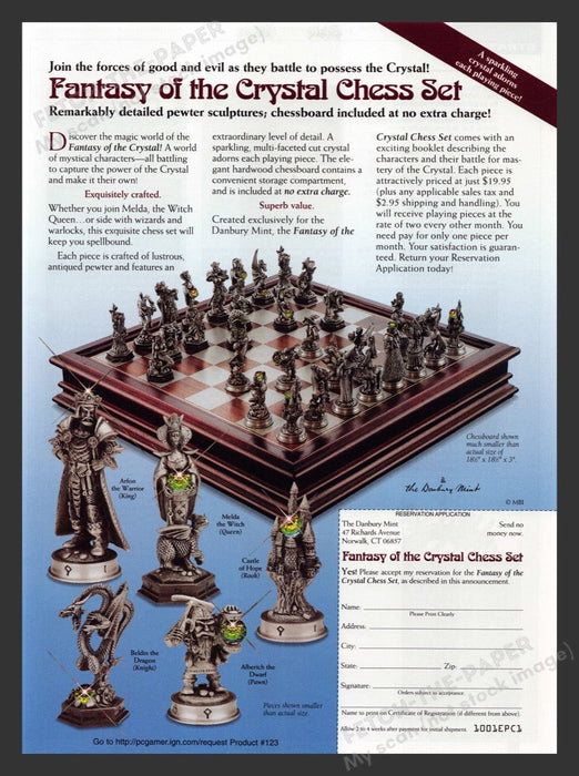 1999 Fantasy of the Crystal Chess Set Original Print Advertisement Fetch the Paper!