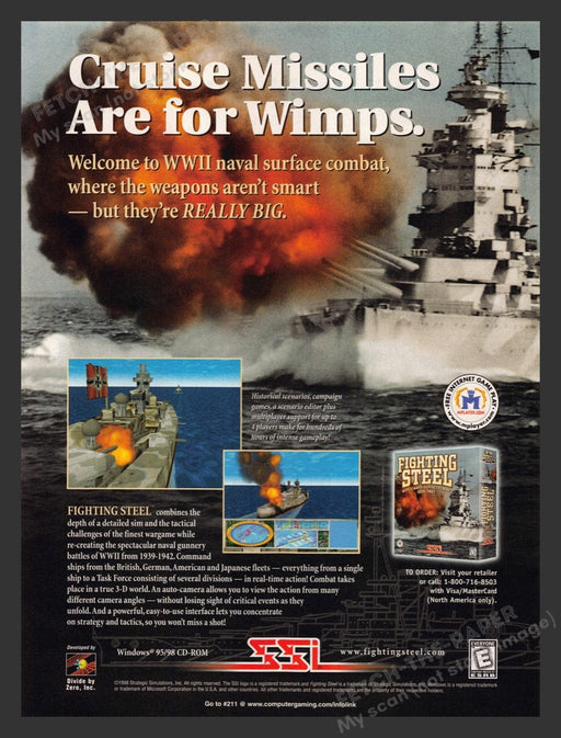 1999 Fighting Steel: WWII Surface Combat 1939-194 Video Game Print Advertisement Fetch the Paper!