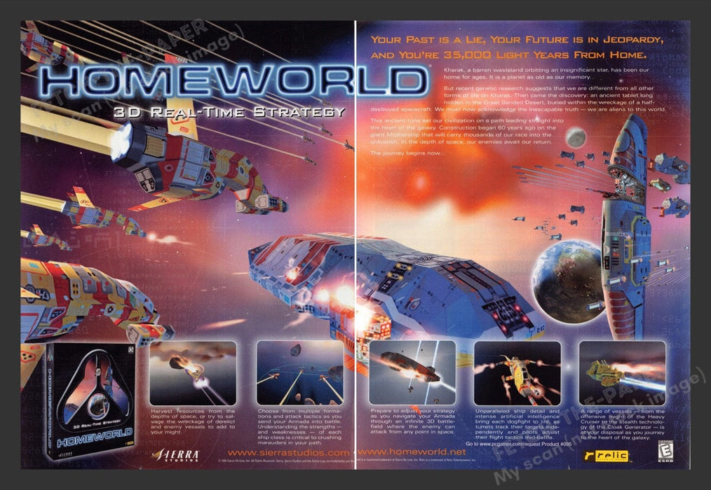 1999 Home World 3D Real-time Strategy Video Game Print Advertisement (2 pgs)