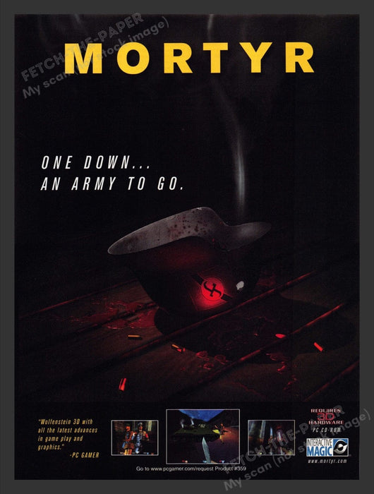 1999 Mortyr "One down...an army to go" Video Game Print Advertisement Fetch the Paper!