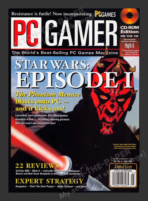 1999 PC Gamer May Featuring "The Phantom Menace" Magazine Front Cover Only