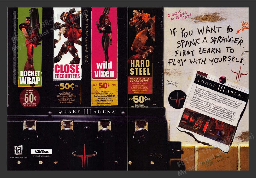 1999 Quake III Arena "Learn to play with yourself" Video Game Print Ad (2 pgs)