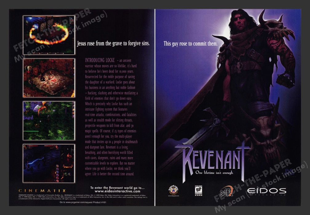 1999 Revenant "Rise to commit sins" Video Game Print Advertisement (2 pgs) Fetch the Paper!