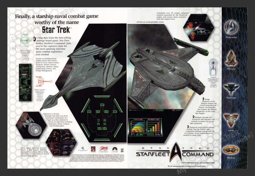 1999 Star Trek: Starfleet Command Federation Video Game Print Ad (2 pages) Fetch the Paper!
