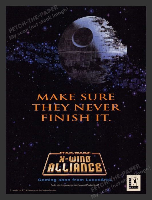1999 Star Wars X-Wing Alliance "Deathstar" Video Game Print Advertisement Fetch the Paper!