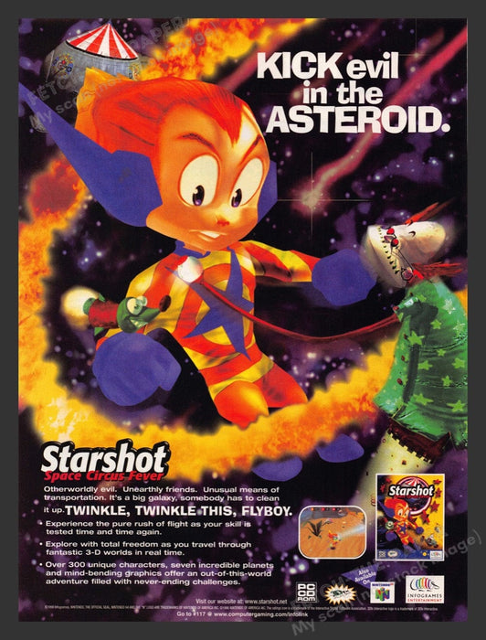 1999 Starshot: Space Circus Fever Video Game Print Advertisement Fetch the Paper!