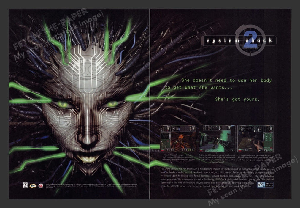 1999 System Shock 2 Video Game Print Ad (2 pgs)