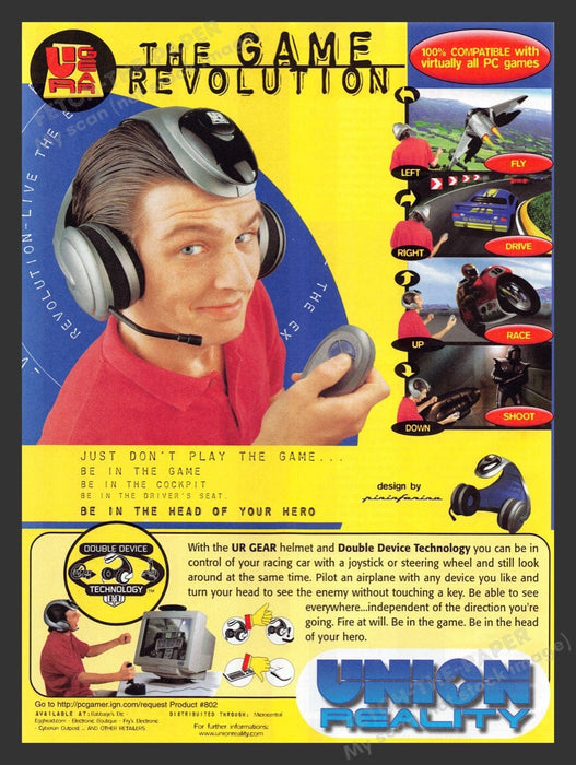 1999 UR Gear Helmet PC Controller Video Game Print Advertisement