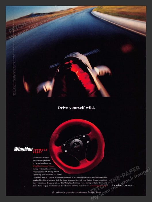 1999 WingMan Formula Force Racing Wheel System Video Game Print Advertisement
