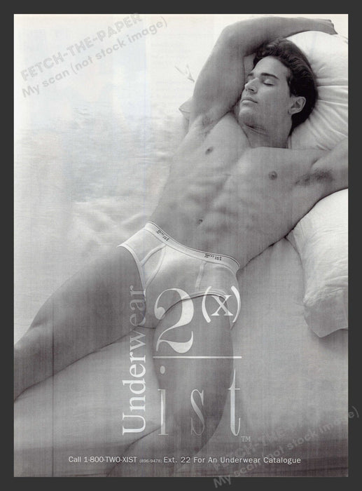 2(x)ist Men's Underwear Laying on the Bed 1990s Print Advertisement 1994 Fetch the Paper!