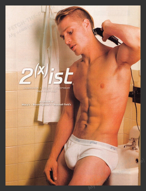 2002 2(x)ist Men's Underwear Shaving Hair in Bathroom Print Advertisement Ad