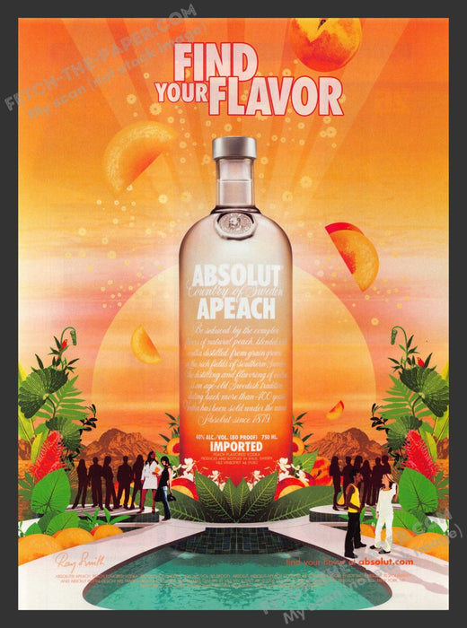 2006 Print Advertisement Absolut Apeach Vodka Peach Ray Smith Artwork Alcohol Ad.