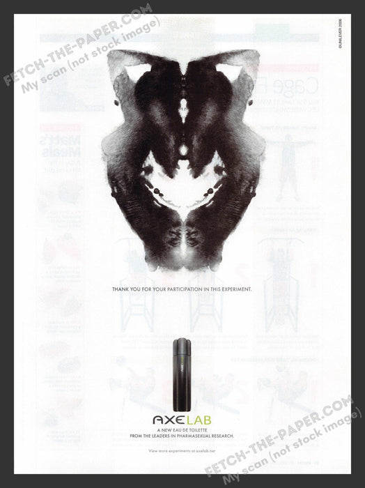 2006 Print Advertisement Axe Lab Rorschach Test Girls Arching Girls Ad.