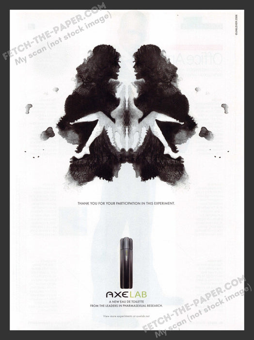 2006 Print Advertisement Axe Lab Rorschach Test Girls Sitting Ad.