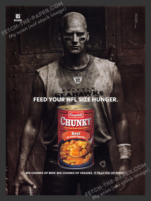 2006 Print Advertisement Campbell's Chunky Soup Beef Football Athlete Ad.