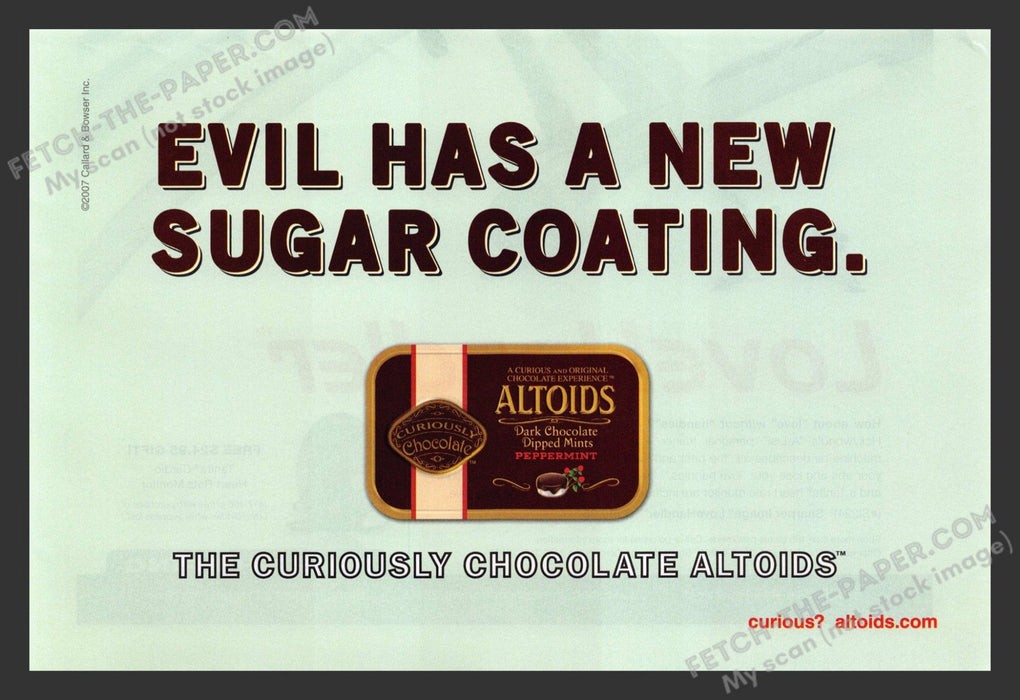 2007 Print Advertisement Chocolate Altoids "Evil Has a New Sugar Coating" Ad.